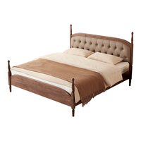 Lit double en noyer noir américain massif, style nordique minimaliste moderne, pour chambre principale, lit de mariage, tête de lit personnalisable