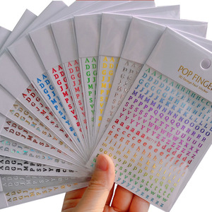 Pegatinas Autoadhesivas Impermeables para Uñas, con Diseño de Letras del Alfabeto en Inglés Antiguo, Color Oro, Plata y Láser, Finas y Decorativas - Product Image 1