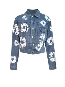 महिलाओं के मुद्रित टियर लोगो डिज़ाइन 2023 डेनिम आउटफिट के लिए स्ट्रीटवियर लोकप्रिय फैशन जींस जैकेट कोट
