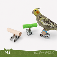 Perchoir à roulettes en bois naturel écologique pour perroquet, jouet interactif d'entraînement et d'exercice pour calopsite, perruche, conure