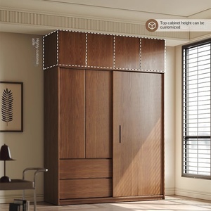 <span class=keywords><strong>Armadio</strong></span> con Ante <span class=keywords><strong>Scorrevoli</strong></span> in Legno Massello di Quercia, Design Moderno e Semplice, Arredamento per Camera da Letto, Colore Noce - Product Image 3