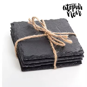 Sous-verres personnalisés en verre créatif avec bord brut naturel en <span class=keywords><strong>ardoise</strong></span>, pour boissons et vin, à prix abordable - Product Image 4