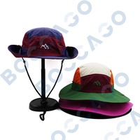 Chapeau de soleil respirant à séchage rapide avec sangle, broderie color block, cordon de serrage réglable, chapeau bob pour la randonnée et les activités de plein air