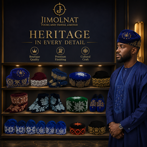 Traditional for Asinde Cap Classic Yoruba <b>Men's</b> Silk Eco-Friendly Leaf Pattern <b>Hat</b> for <b>Wedding</b> Church Event Cultural - Product Image 1