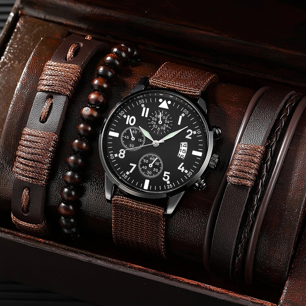 Black Three-Eye Canvas Brown Suit