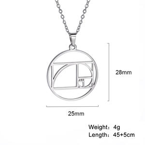 Collares de Acero Inoxidable con el Cubo de Metatrón, Espiral de <span class=keywords><strong>Fibonacci</strong></span>, Círculo, Triángulo, Proporción Áurea, Geometría, Joyería - Product Image 5