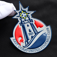 Badge de maillot de football personnalisé en plastique avec impression en relief, logo de club, transfert thermique, patch 3D en TPU pour vêtements de club de football
