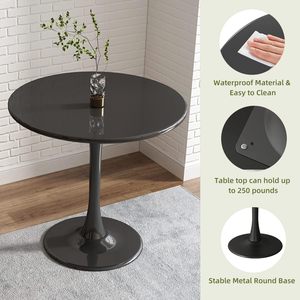 Modern Round <b>Table</b> MDF Top Steel Base Tulip Design Kitchen Dining <b>Table</b> Mid Century Style Living Room Furniture - Product Image 4