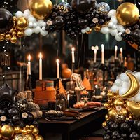 Kit d'arche de guirlande de ballons pour l'Aïd en gros, décorations de ballons avec ballons en latex blanc et noir mat et ballons en feuille d'or en forme de lune et d'étoile