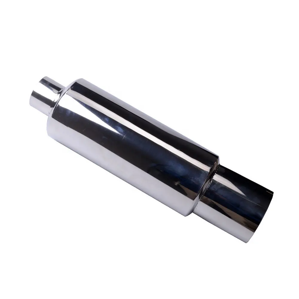Universal Car Muffler Polished Stainless Steel Exhaust Tip Silencer 2.5"inlet To 4"outlet Exhaust Pipe