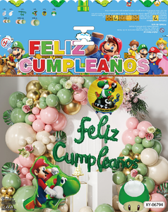 Super <span class=keywords><strong>Mario</strong></span> Thème Vert Bleu Violet Ballon En Latex Espagnol Joyeux Anniversaire Décoration Fournitures Ensembles De Ballons De Fête - Product Image 3