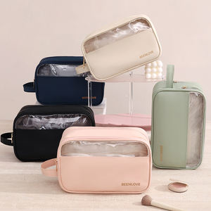カスタムロゴ入り防水レザー女性用メイクアップトラベルトイレタリー透明コスメティックバッグ - Product Image 4