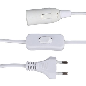 유럽 VDE 승인 <span class=keywords><strong>2</strong></span>.5A 플랫 와이어 전원 케이블 <span class=keywords><strong>2</strong></span> 핀 EU 플러그 램프 전원 코드 온/오프 스위치 포함 - Product Image 1