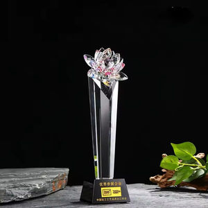 ของตกแต่งเทศกาลสุดหรู ดอกบัวคริสตัลหลากสี ของขวัญส่งเสริมการขายพร้อมโลโก้สั่งทำ รางวัลถ้วยรางวัลงา<span class=keywords><strong>น</strong></span>ฝีมือ - Product Image 3