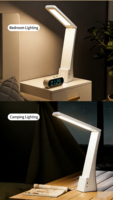 Lampe de bureau LED pliable moderne A6 avec support de téléphone, rechargeable USB, réglable à 120 degrés, contrôle tactile, intensité variable, protection oculaire pour l'étude
