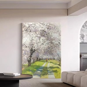 Pintura impresionista en lienzo, impresión rectangular grande, estilo de jardín Monet, para decoración de entrada de sala de estar - Product Image 1