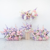 Décoration murale suspendue pour scène, fleurs artificielles en soie roses et violettes, faites à la main, mobiles, pour mariage