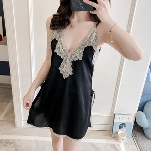 Lencería Sexy de Satén con Encaje, Camisón, Vestido de Noche para Mujer, Babydoll, Nuisette Sexy - Product Image 4