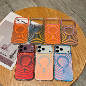 เคสโทรศัพท์มือถือลายไล่สีแบบ IMD Laser Ripples สำหรับ iPhone 18 17 16 15 14 Pro Max ลายคลื่นแม่เหล็กออโรร่าสีรุ้งแบบเปลี่ยนสีได้ - Product Image 1