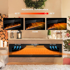 Meuble TV Moderne avec <span class=keywords><strong>Cheminée</strong></span> Électrique Intégrée, Chauffage et Effet Flamme Holographique 3D, <span class=keywords><strong>Double</strong></span> <span class=keywords><strong>Face</strong></span>, Fixation Murale, Métal, pour Maison - Product Image 4