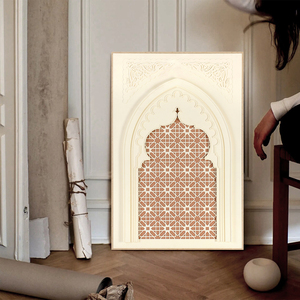 <span class=keywords><strong>Art</strong></span> mural architectural arabe personnalisé, artisanal, islamique, en résine époxy 3D, sculpture sur MDF, adapté à la décoration de la maison, de la mosquée, peintures - Product Image 3