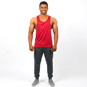 New Arrival <b>Men's</b> Workout <b>Singlet</b> High Quality Custom Logo Gym Fitness Tank Top Breathable Polyester Comfortable OEM ODM - Product Image 1