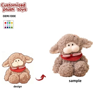 Peluche de Oveja Personalizado OEM/ODM - Colores y Diseños Personalizables, Cordero de Peluche con Babero Rojo para Regalos - Product Image 1