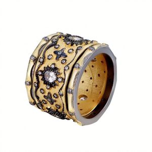 925 <strong>Sterling</strong> <strong>Silver</strong> 14k Gold Plated Black Lacy Stackable Vintage <strong>Ring</strong> <strong>Sets</strong> - Product Image 1