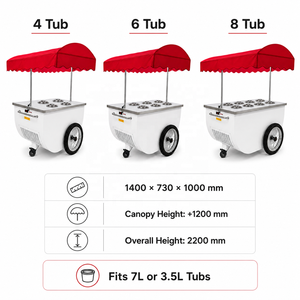 Vetrina Professionale Curva per Gelato con Vetro Temperato, 4/6/8 Vaschette, per Supermercati, Caffetterie, Panifici e Negozi di Alimentari - Product Image 2