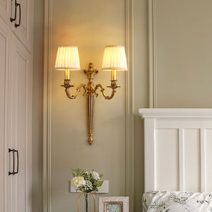 Rétro cuivre bougie applique décoration hôtel Club palais Villa chambre laiton éclairage mural <span class=keywords><strong>chevet</strong></span> fond lumière - Product Image 3