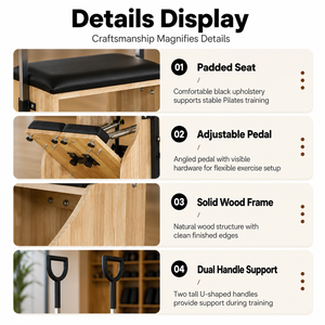 Hochwertiger Pilates-Stabilitätsstuhl aus Holz mit Kunstleder, Langlebig und Umweltfreundlich, Multifunktional für Zuhause, Yoga-Studio und Gewerbliche Nutzung - Product Image 4