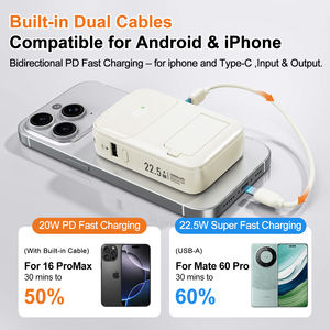 Chargeur de téléphone <span class=keywords><strong>portable</strong></span> <span class=keywords><strong>portable</strong></span> 3 en 1 10000mAh, batteries externes avec câble USB-C intégré, prise secteur pliable, batterie de voyage compacte - Product Image 3