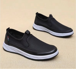 Chaussures de marche tendance pour hommes, respirantes et amortissantes, avec empeigne en maille légère, semelle en PU et fermeture éclair, style mocassins de jogging - Product Image 5