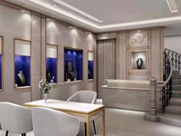 Myshine Logo personnalisé Présentoir à bijoux de style moderne avec lumière LED Vitrine en verre trempé pour centres commerciaux Magasins de détail Aluminium