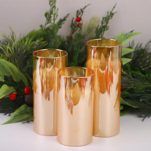 Juego de Velas Aromáticas LED USB con Llama Parpadeante de Cera Real en Vaso de Vidrio Gris Dorado, Funciona con Batería Electrónica - Product Image 4