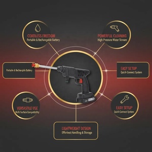 رشاش قابل للتعديل مسدس غسيل السيارة 10 بطاريات طقم غسيل سيارة أسود مع 5 أمتار - Product Image 3