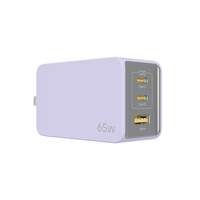 Cargador GaN de 65W con Logotipo Personalizado, Multipuerto, 3 Puertos USB C, Adaptador de Carga Rápida, Cargador Portátil de Viaje para Teléfono y Portátil Tipo C
