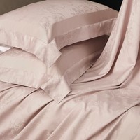 Parure de lit de luxe en jacquard de coton lyocell rose poudré 4 pièces avec drap et taies d'oreiller