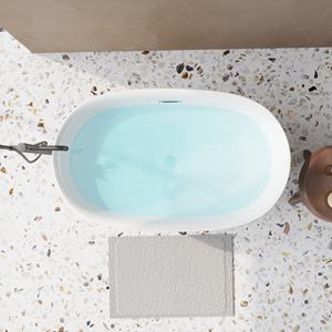 Vasca da Bagno Moderna Autoportante in Acrilico Puro Personalizzata per Immersione in Bianco Lucido - Product Image 3