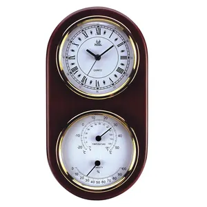 Độ Chính Xác Cao Barometer Nhiệt Kế Máy Đo  Độ Ẩm Gỗ Khung Trạm Thời Tiết Cụ Bằng Gỗ Cổ Điển Thời Tiết Đồng Hồ Treo Tường