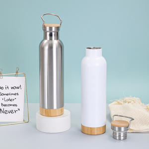 Botella de Agua Ecológica de Acero Inoxidable de 500 ml, Aislada al Vacío con Base de Bambú, Termo Portátil para Acampar al Aire Libre - Product Image 2