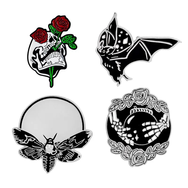 Halloween Party Gothic Brooches Pin Collection Backpack Hat Accessories For Friends Gift Classic Punk Skull Skeleton Enamel Pins