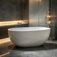 Baignoire autoportante en marbre blanc naturel, forme irrégulière, en pierre massif, pour villa de luxe, hôtel, salle de bain, baignoire en marbre