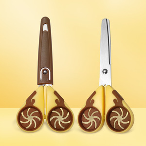 Child Safety Scissors Stainless Steel Yellowish Brown Straight Head For Home Craft Student Use - Product Image 2