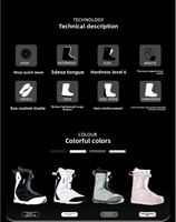 Sheepba Bottes de ski de snowboard Freestyle pour femme et homme Séchage rapide Nylon imperméable antidérapant Sangles d'hiver chaudes en noir et blanc