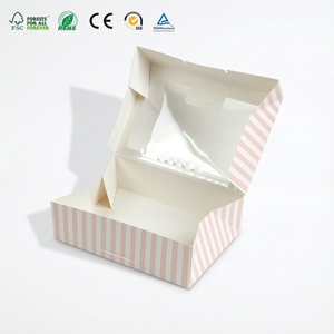 Scatola Ecologica Biodegradabile Pieghevole per Sandwich/Donut/Pasticcini con Stampa Personalizzata e Finestra Trasparente in PVC per Confezioni Regalo da Pasticceria - Product Image 3