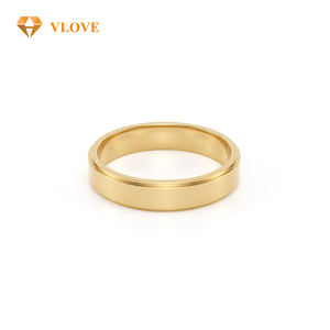 VLOVE Anello Classico di Alta Qualità per Fidanzamento e Matrimonio in Oro Giallo 14K, Bordo Piatto Lucidato, Anello per Coppia, Ideale come Regalo o per Feste - Product Image 6