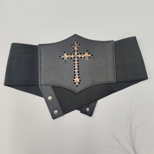 Corset steampunk <span class=keywords><strong>pirate</strong></span> pour femmes, <span class=keywords><strong>ceinture</strong></span> rétro cintrée avec boucle large vintage, bande élastique, matériaux en PU et en plastique - Product Image 3