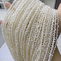 Chaîne de perles de riz d'eau douce cultivées blanches de qualité AAA Zhuji, 2,5-3 mm, avec trou latéral spécial, pour la fabrication de bijoux