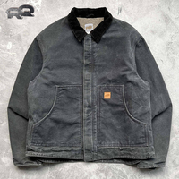 Veste en jean unisexe Detroit J97 en gros épais délavé 100% coton vieilli style fermeture éclair coupe ample pour hommes automne